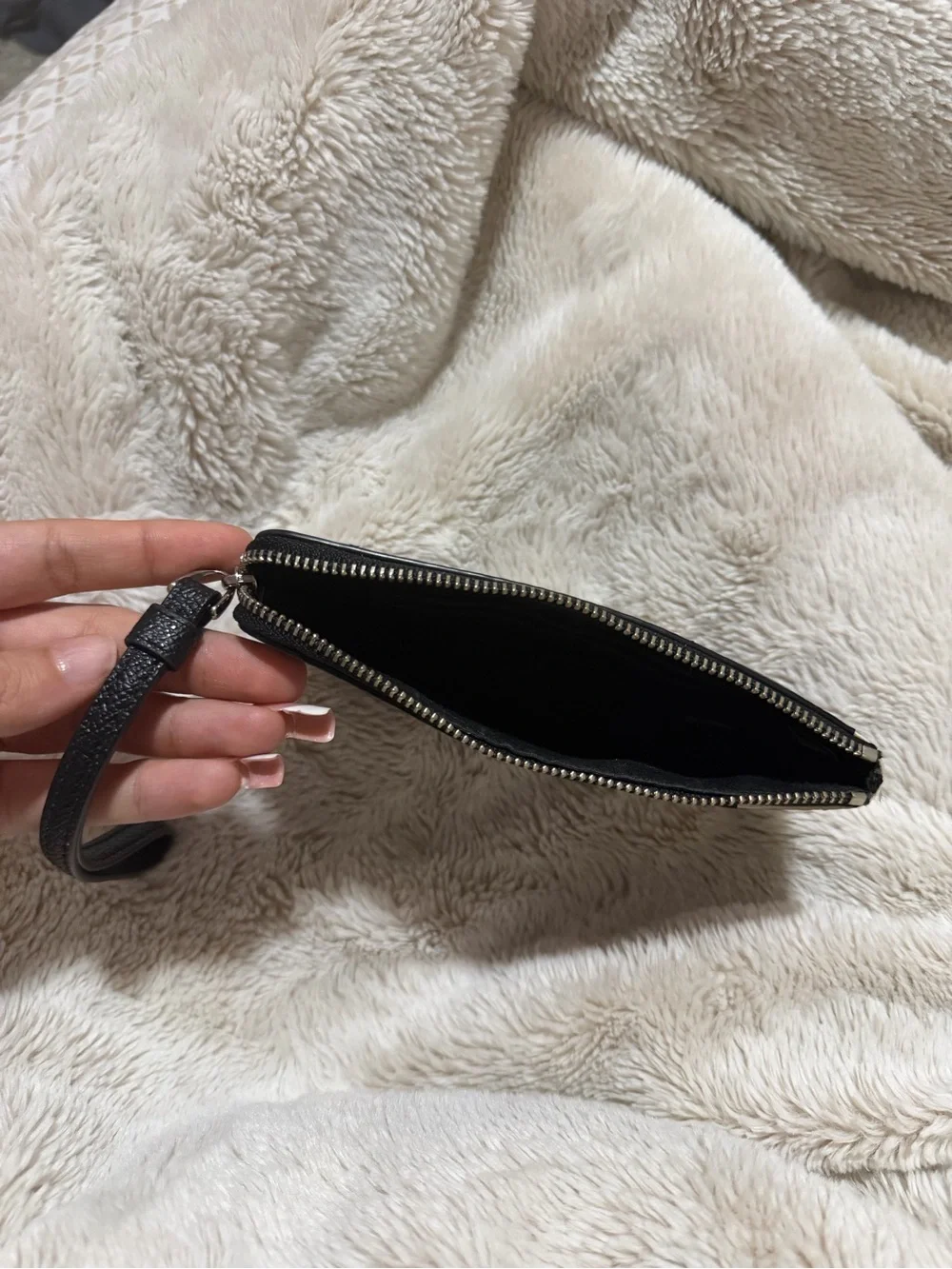 Coach Black & White Geometric Leather Wristlet